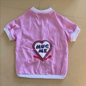Pink 'Hug Me' Graphic Dog Tee with White Trim for Small Dogs